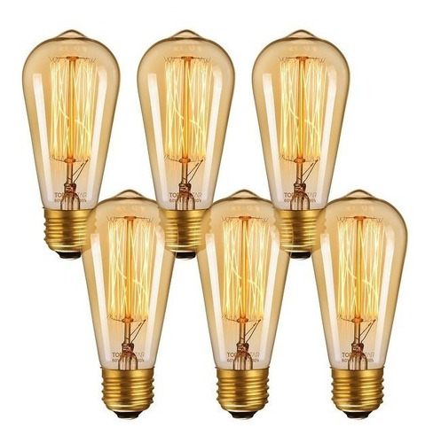 Pack 6 Lámparas Multi Filamento Vintage Pera 40w