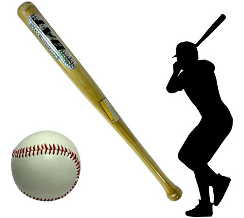 Bate Baseball Beisbol De Madera Macisa Con Pelota En Set 