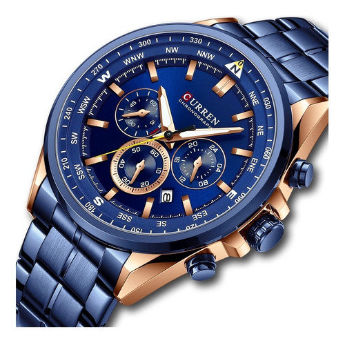 Reloj Hombre Curren 8399 Cronografo Colores Surt Relojesymas Color de la correa 3 azul dorado