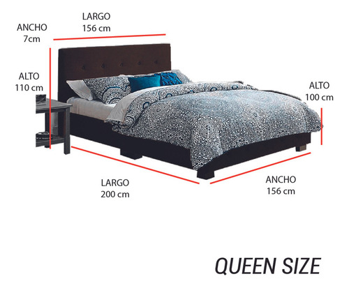 Mueble Set Recámara Alba Queen Size Chocolate Con Cabecera