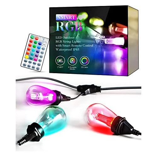 Luces De Tira Rgb Exteriores De 96 Pies (2x48 Pies) Con...