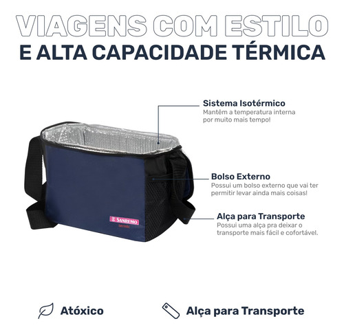 Bolsa Térmica 4 Litros Isotérmica Azul Com Alça Sanremo