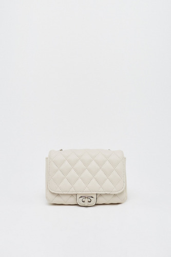 Bolso Bandolera Color Beige Acolchonada
