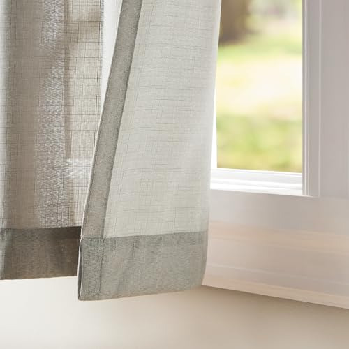 Par De Cortinas De Lino Con Ojales 135 X 213 Cm Gris