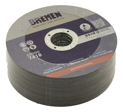 Disco De Corte Oxido De Aluminio 115x1.6 Mm Pack X 25u