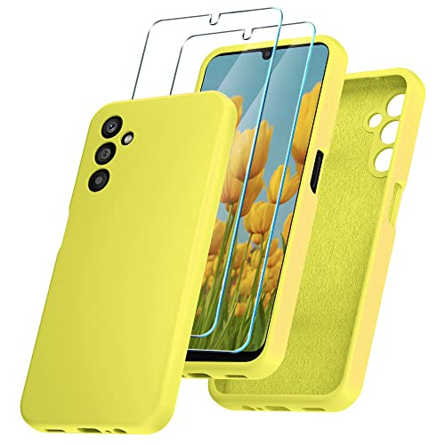 Funda Para Galaxy A14 5g Amarillo Silicon Liquido-02