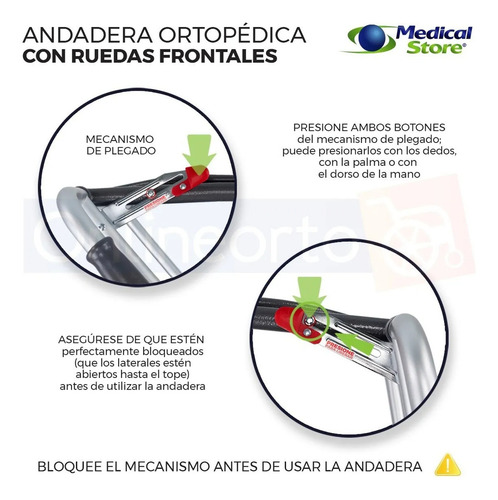Andadera Ortopédica Aluminio Con Ruedas Plegable