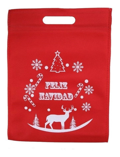 Pack 12 Bolsas Planas Ecologicas Feliz Navidad 34x44 Cm