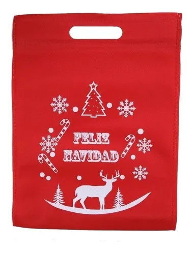 comprar Pack 12 Bolsas Planas Ecologicas Feliz Navidad 34x44 Cm