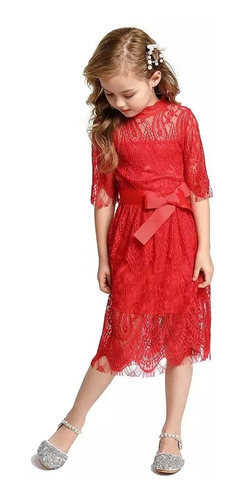 Vestido De Niña Rojo Elegante Fiesta Princesa Presentación