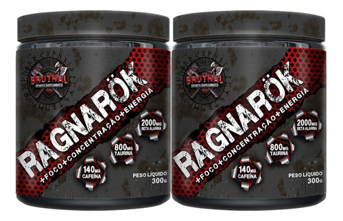 2x Pré Treino Ragnarok - 300g Cada - Bruthal Sports Sabor Abacaxi