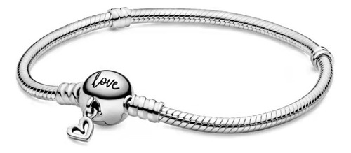 Pulsera Plata Para Charms Cadena Serpiente Broche Corazón