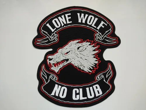 Parche Bordado Biker Lone Wolf No Club Lobo Solitario Espald