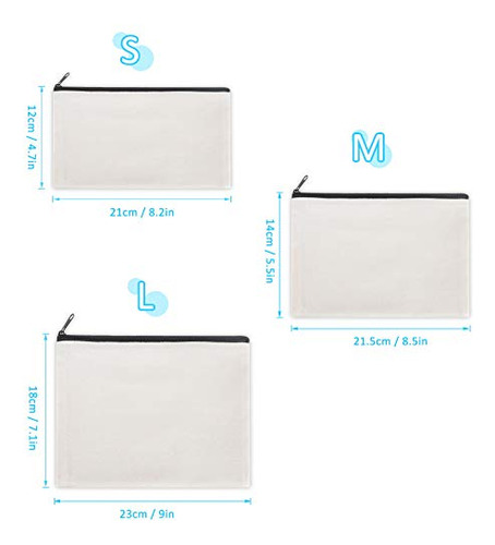 Bolsa De Maquillaje De Algodón Negro Con Cremallera