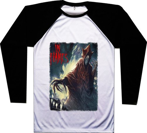 Buzo In Flames Rock Metal Raglan Bca Urbanoz