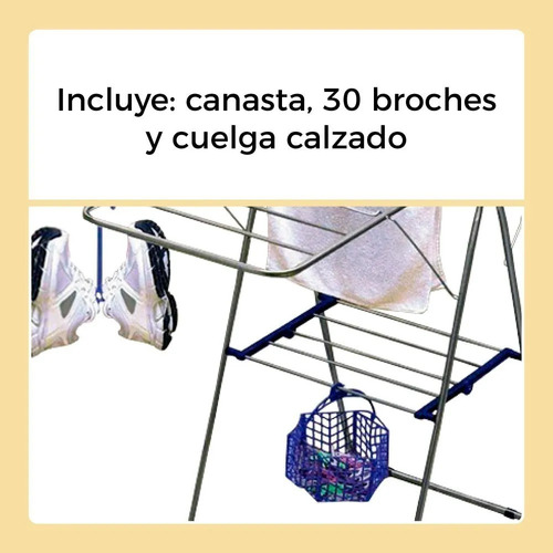 Imagen 3 de 5 de Tender Para Ropa Con Alas Acero Inoxidable Plegable Tendero