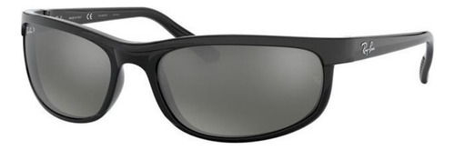 Gafas de sol polarizados Ray-Ban Predator 2 Standard con marco de nailon color matte black, lente grey de cristal espejada, varilla matte black de nailon - RB2027