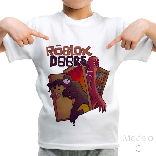 Camiseta Roblox Infantil Turma Doors Jogo Online Modelo A