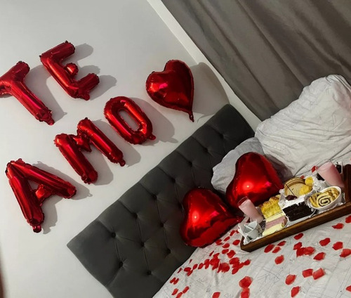 Kit Romântico 400 Pétala +10 Balão Coração 45cm+balão Te Amo