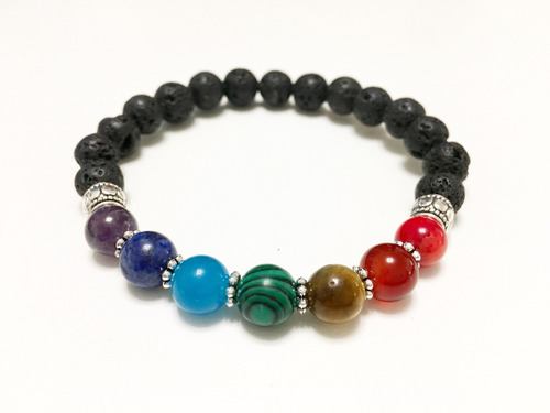 Imagen 8 de 10 de Pulsera 7 Chakras - Yoga / Energia . Onix/ Volcánica/ Buda