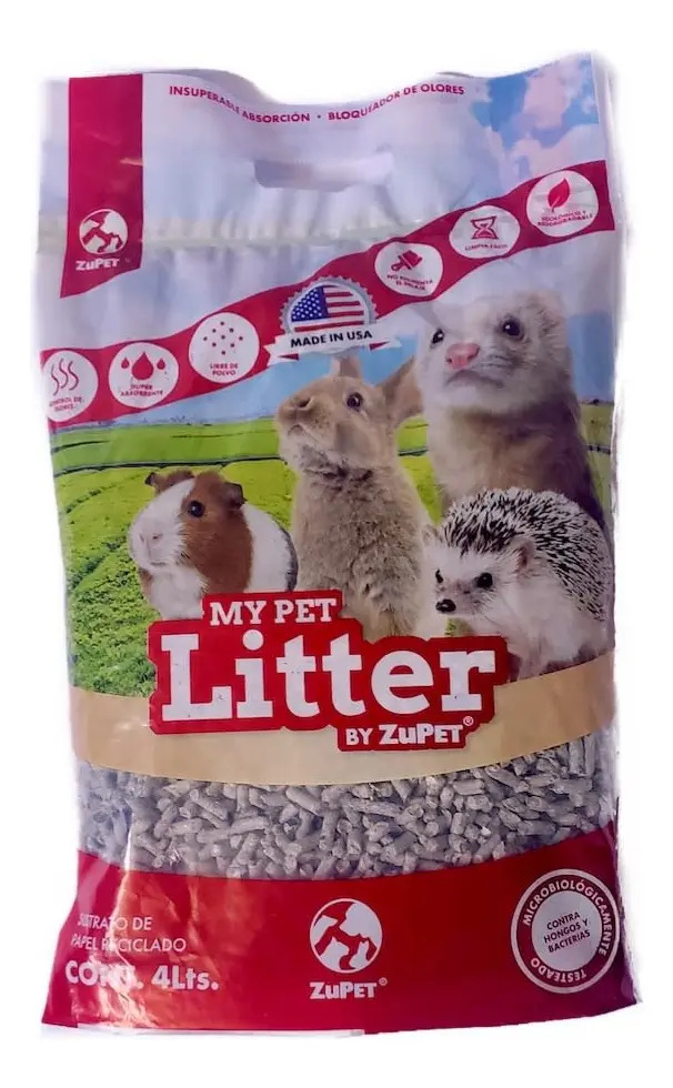Sustrato Zupet My Pet Litter 4 L papel biodegradable control olores mascotas
