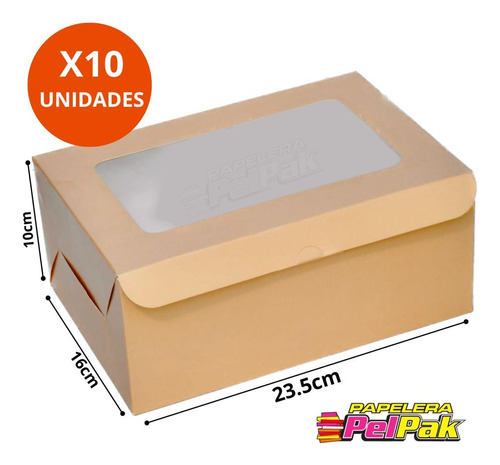 Cajas Para Desayunos Meriendas Postres Con Visor 23.5x16x10