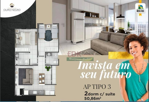 Imagem 3 de 5 de Apartamento Com 2 Dormitórios À Venda, 48 M² Por R$ 189.900,00 - Chácara Do Visconde - Taubaté/sp - Ap3725