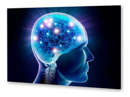 Cuadro 50x75cm Neurona Cerebro Azul Pensamiento Brain