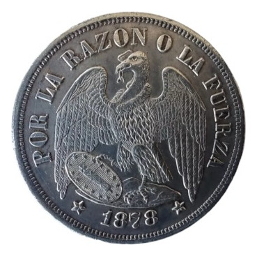 Moneda Chile 1 Peso 1878 Plata 0.900 (x54