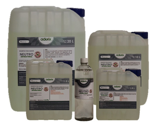 Jabón Líquido Antibacterial Neutro Para Manos Aderix 10 L