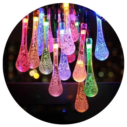 Guirnalda 28 Luces Led Gotas Enchufe Luz Navidad 5 Mts Deco