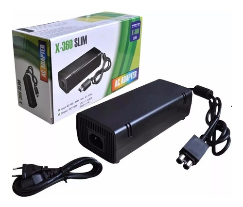 Fonte Xbox 360 Slim Bivolt 110v 220v 135w Cabo De Força 2p