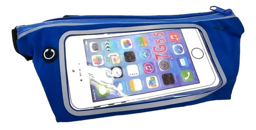 Riñonera Porta Celular Deportiva Impermeable Gym Bici!! Color Azul