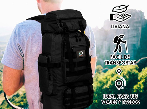 Imagen 5 de 10 de Mochila Mochilero Discovery Adventure Camping 70 + 10 Lts