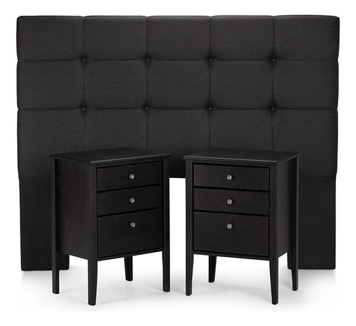 Set Respaldo 2 Plazas + Veladores Rosen Issey Grafito