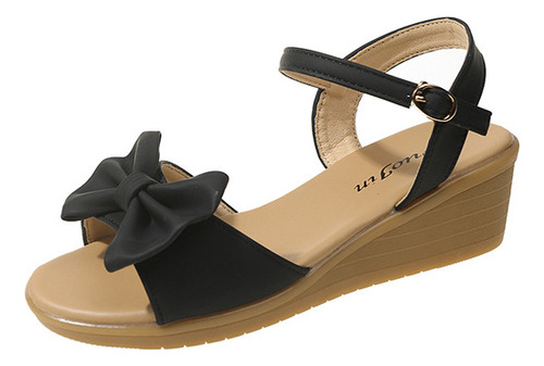 Sandalias De Cuña Bowknot Para Mujer, Estilo Coreano, Hebill