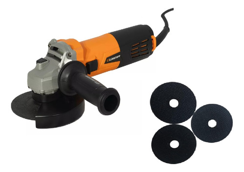 Amoladora Angular Lusqtoff 720w 220v 115mm 4,5 PuLG + Discos Color Naranja Frecuencia 50hz