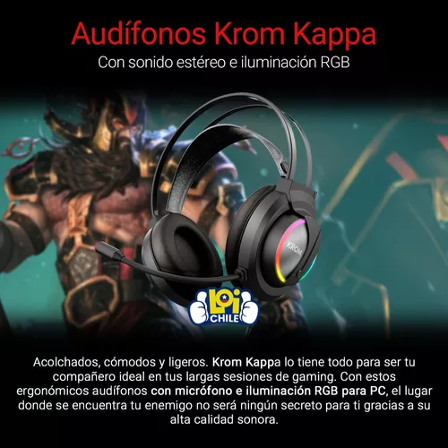 Auriculares ergonómicos para gaming con un micrófono e iluminación RGB  Kappa Krom