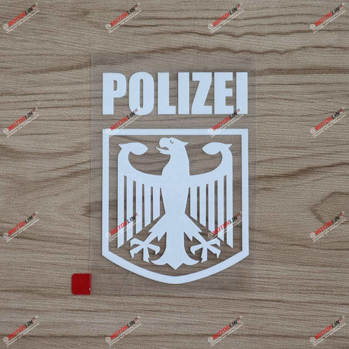 Pegatina De Policía Alemana De 4 Pulgadas Color Blanco