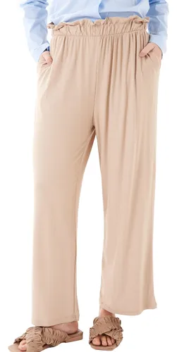 Pantalon Mujer Comodo Super Ancho Bolsillos Palazzo Suelto