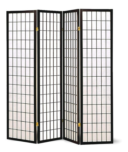 Imagen 2 de 7 de Biombo Negro 4 Paneles Con Cuadros. Biombo Decorativo