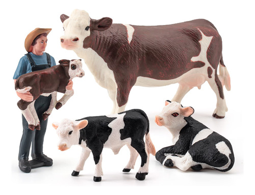 Juguetes De Vacas Para Ninos, 4 Piezas Realistas, Simmental