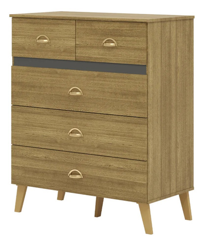Comoda 5 Gavetas 91 Cm Pes Retro Ibi 20030 Nature Alasca Vlr Cor Nature E Alasca