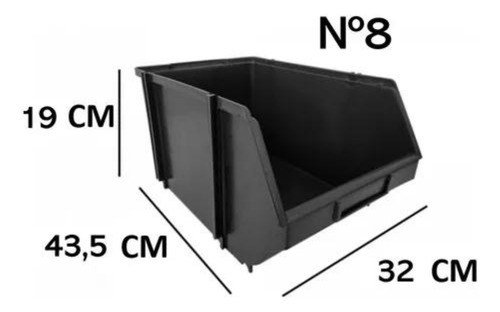 Kit 12 Caixa Organizadora Bin N8 Plástica Resistente Preto