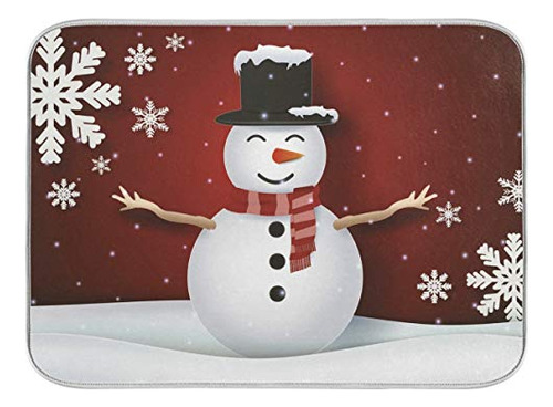 Alfombrilla Para Secar Platos Con Diseño De Muñeco De Nieve