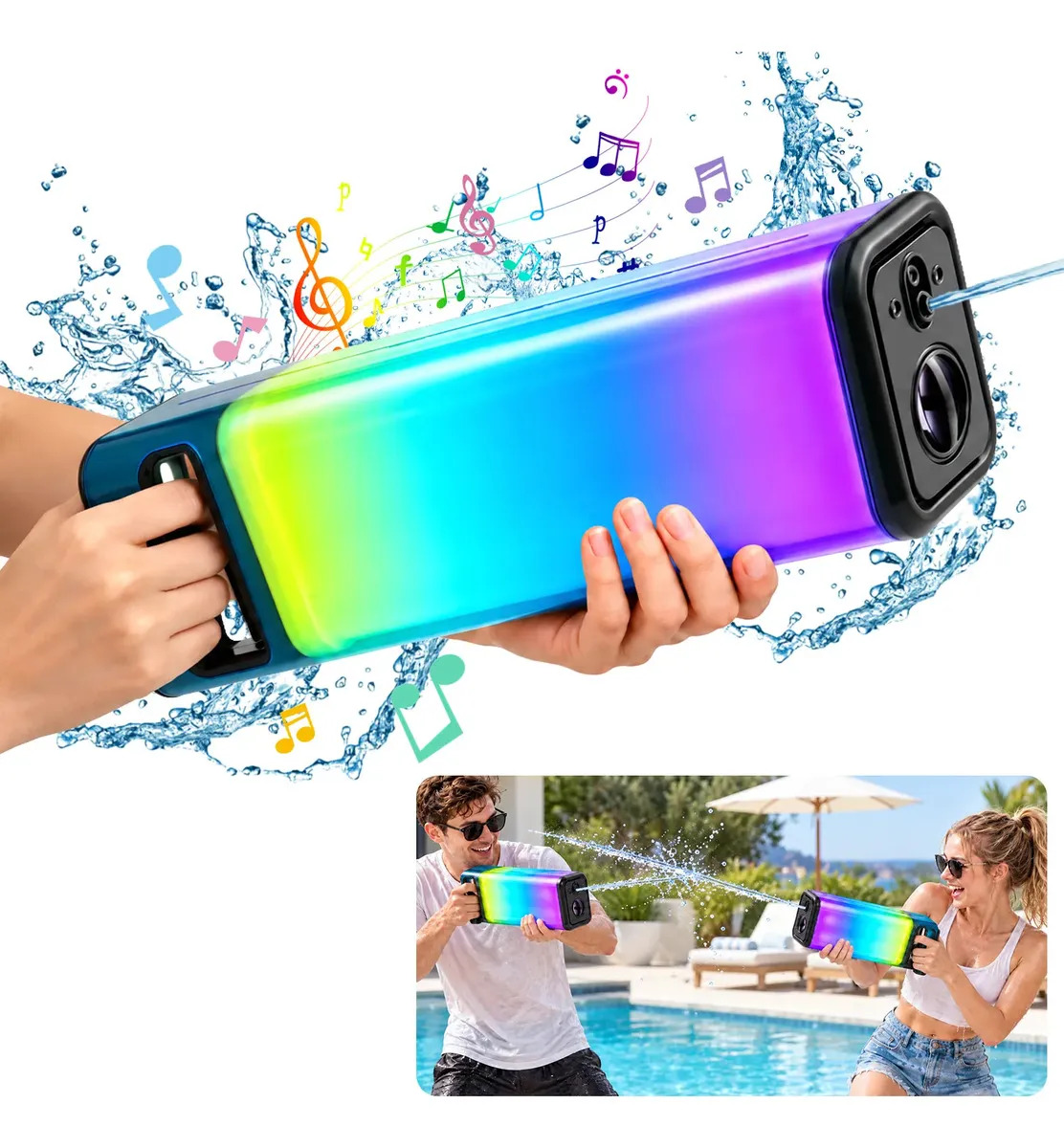 Pistolas De Juguete Lanzador Efectos Luminosos De Agua,Pistola De Agua Eléctrica Para Adultos Y Niños,3 Modos De Sonido,Pistola Automática De Gran Capacidad (1250 ml) Y Carga Tipo 