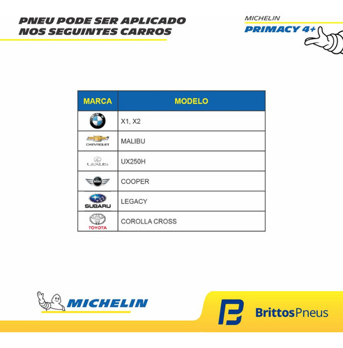 Pneu Corolla Cross Aro 18 Michelin Primacy 4+ 225/50 R18