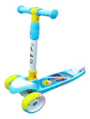 Scooter Patín Del Diablo Para Niños Aeiou Bc109 Con Luces Color Azul Estampado