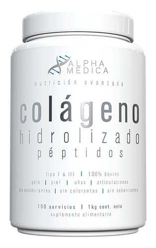 Colageno Hidrolizado Peptidos 1kilo 100 Sv - Alpha Medica