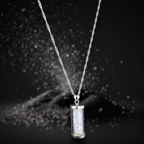 Collar De Fantasía Y Cuarzos, Botellita Color Cristal De Roca